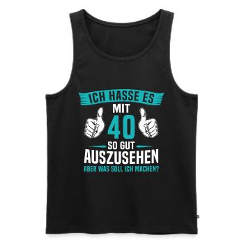 40 Jahre 40. Geburtstag Mann Frau 40 Jahre - Männer Premium Bio Tank Top - Schwarz - Vorne - Michal (187cm)