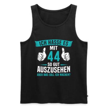 44 Jahre 44. Geburtstag Mann Frau 44 Jahre - Männer Premium Bio Tank Top - Schwarz - Vorne - Michal (187cm)