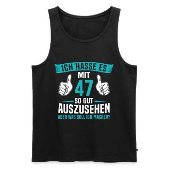 47 Jahre 47. Geburtstag Mann Frau 47 Jahre - Männer Premium Bio Tank Top - Schwarz - Vorne - Michal (187cm)