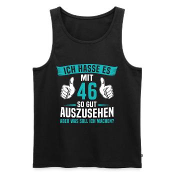 46 Jahre 46. Geburtstag Mann Frau 46 Jahre - Männer Premium Bio Tank Top - Schwarz - Vorne - Michal (187cm)