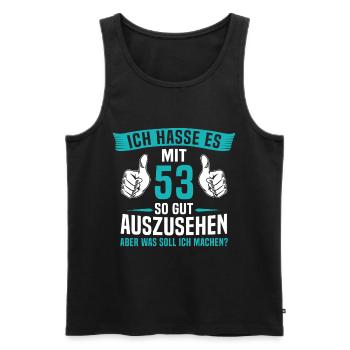 53 Jahre 53. Geburtstag Mann Frau 53 Jahre - Männer Premium Bio Tank Top - Schwarz - Vorne - Michal (187cm)