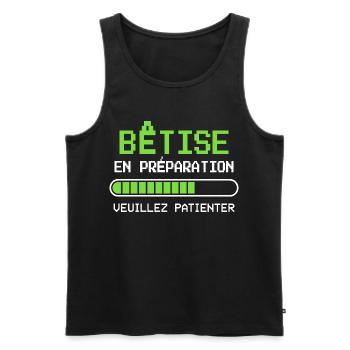 Bêtise Cadeau humour personnalisé - Débardeur bio Premium Homme - noir - Devant - Michal (187cm)