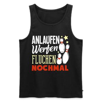 Anlaufen Werfen Fluchen Bowling - Männer Premium Bio Tank Top - Schwarz - Vorne - Michal (187cm)