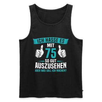 75 Jahre 75. Geburtstag Mann Frau 75 Jahre - Männer Premium Bio Tank Top - Schwarz - Vorne - Michal (187cm)