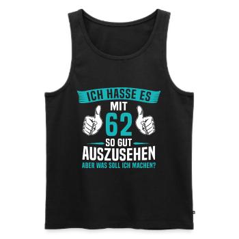62 Jahre 62. Geburtstag Mann Frau 62 Jahre - Männer Premium Bio Tank Top - Schwarz - Vorne - Michal (187cm)