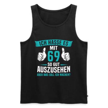 69 Jahre 69. Geburtstag Mann Frau 69 Jahre - Männer Premium Bio Tank Top - Schwarz - Vorne - Michal (187cm)