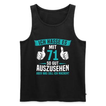 71 Jahre 71. Geburtstag Mann Frau 71 Jahre - Männer Premium Bio Tank Top - Schwarz - Vorne - Michal (187cm)