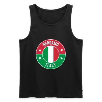 Bergamo Italy Circle Flag Badge - Men's Premium Organic Tank Top - black - Front - Michal (187cm)