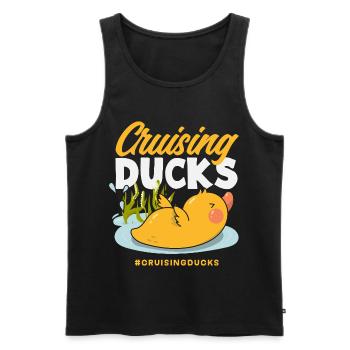 Motifs drôles de canards Citons amoureux de canards - Débardeur bio Premium Homme - noir - Devant - Michal (187cm)