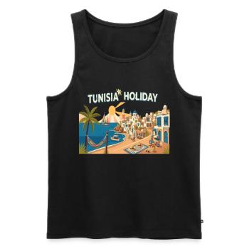 Tunisia Holiday Vintage Travel T-Shirt - Débardeur bio Premium Homme - noir - Devant - Michal (187cm)