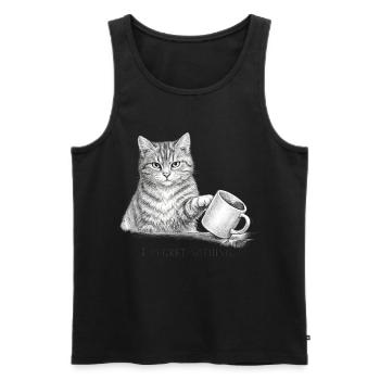 I Regret Nothing Funny Cat Sketch - Men's Premium Organic Tank Top - black - Front - Michal (187cm)