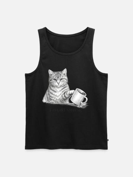 I Regret Nothing Funny Cat Sketch - Men's Premium Organic Tank Top - black
