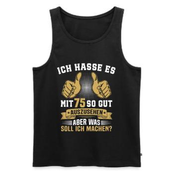 75. Geburtstag Mann Frau 75 Jahre - Männer Premium Bio Tank Top - Schwarz - Vorne - Michal (187cm)
