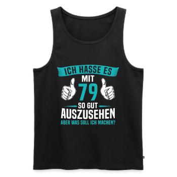79 Jahre 79. Geburtstag Mann Frau 79 Jahre - Männer Premium Bio Tank Top - Schwarz - Vorne - Michal (187cm)