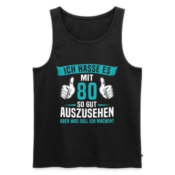 80 Jahre 80. Geburtstag Mann Frau 80 Jahre - Männer Premium Bio Tank Top - Schwarz - Vorne - Michal (187cm)