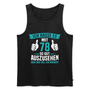 78 Jahre 78. Geburtstag Mann Frau 78 Jahre - Männer Premium Bio Tank Top - Schwarz - Vorne - Michal (187cm)
