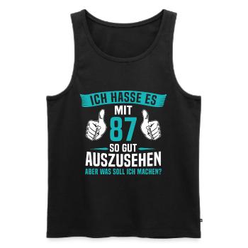 87 Jahre 87. Geburtstag Mann Frau 87 Jahre - Männer Premium Bio Tank Top - Schwarz - Vorne - Michal (187cm)