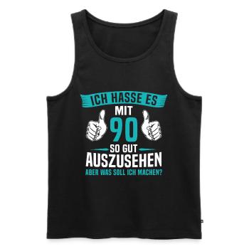 90 Jahre 90. Geburtstag Mann Frau 90 Jahre - Männer Premium Bio Tank Top - Schwarz - Vorne - Michal (187cm)