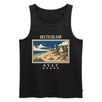 Deutschland Sylt Vintage Reisemarke - Männer Premium Bio Tank Top - Schwarz - Vorne - Michal (187cm)