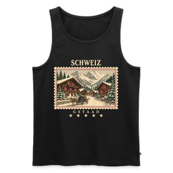Schweiz Gstaad Vintage Reisemarke - Männer Premium Bio Tank Top - Schwarz - Vorne - Michal (187cm)