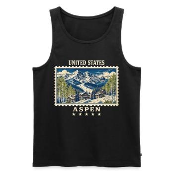 Marque de voyage vintage Aspen USA - Débardeur bio Premium Homme - noir - Devant - Michal (187cm)