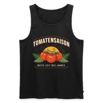 Tomatensaison Logo Beste Zeit - Männer Premium Bio Tank Top - Schwarz - Vorne - Michal (187cm)