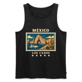 Mexiko Los Cabos Vintage Reisemarke - Männer Premium Bio Tank Top - Schwarz - Vorne - Michal (187cm)