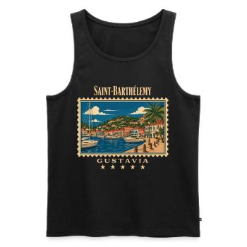 Saint-Barthélemy Gustavia Vintage Reisemarke - Männer Premium Bio Tank Top - Schwarz - Vorne - Michal (187cm)
