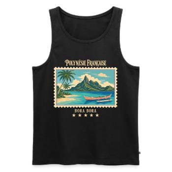Polynesien Bora Bora Vintage Reisemarke - Männer Premium Bio Tank Top - Schwarz - Vorne - Michal (187cm)
