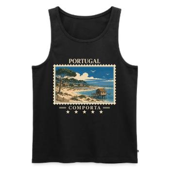 Portugal Comporta Vintage Reisemarke - Männer Premium Bio Tank Top - Schwarz - Vorne - Michal (187cm)