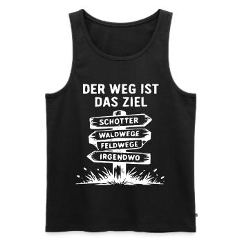 Weg Ist Ziel Signpost Abenteuer - Männer Premium Bio Tank Top - Schwarz - Vorne - Michal (187cm)