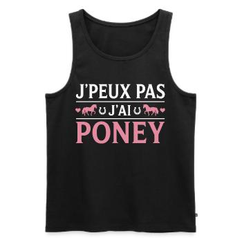 Poney Cadeau humour personnalisé - Débardeur bio Premium Homme - noir - Devant - Michal (187cm)