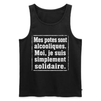 Alcool Cadeau humour personnalisé - Débardeur bio Premium Homme - noir - Devant - Michal (187cm)