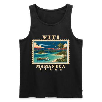 Marque de voyage vintage Mamanuca aux Fidji - Débardeur bio Premium Homme - noir - Devant - Michal (187cm)