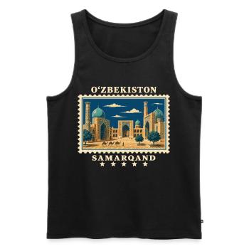 Usbekistan Samarqand Vintage Reisemarke - Männer Premium Bio Tank Top - Schwarz - Vorne - Michal (187cm)