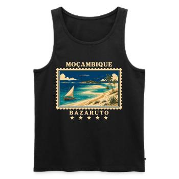 Mosambik Bazaruto Vintage Reisemarke - Männer Premium Bio Tank Top - Schwarz - Vorne - Michal (187cm)