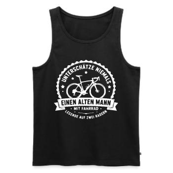 Alte Mann mit Fahrrad Vintage Badge - Männer Premium Bio Tank Top - Schwarz - Vorne - Michal (187cm)