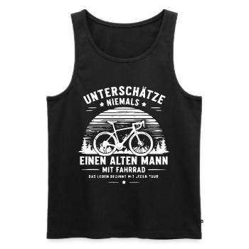 Unterschätze niemals alten Mann mit Fahrrad - Männer Premium Bio Tank Top - Schwarz - Vorne - Michal (187cm)