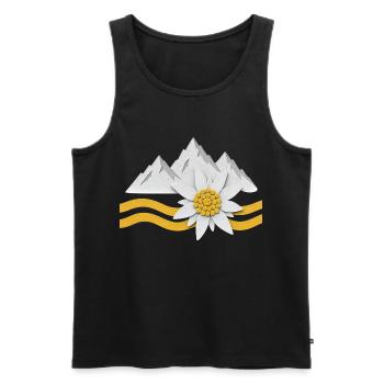 Montagnes des Alpes avec des fleurs d’Edelweiss Paysage naturel - Débardeur bio Premium Homme - noir - Devant - Michal (187cm)