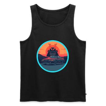 Retro 90er JDM Samurai Kabuto Warrior Sportwagen - Männer Premium Bio Tank Top - Schwarz - Vorne - Michal (187cm)