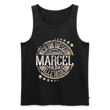 Marcel - Männer Premium Bio Tank Top - Schwarz - Vorne - Michal (187cm)
