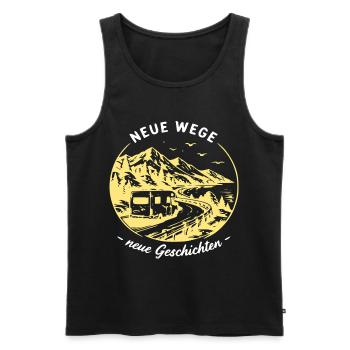 Neue WegeNeue Geschichten Camper-Motiv - Männer Premium Bio Tank Top - Schwarz - Vorne - Michal (187cm)