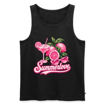 Summer Love | Pink Cocktail Summer Design - Men's Premium Organic Tank Top - black - Front - Michal (187cm)
