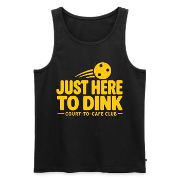 Je viens juste pour Dink Pickleball Butter Yellow Court - Débardeur bio Premium Homme - noir - Devant - Michal (187cm)