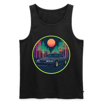 Retro 90er JDM R32 Forest Neon Moon Emblem - Männer Premium Bio Tank Top - Schwarz - Vorne - Michal (187cm)