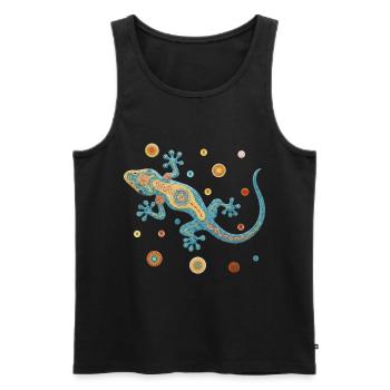 Blue gecko in colorful mosaic style - Men's Premium Organic Tank Top - black - Front - Michal (187cm)