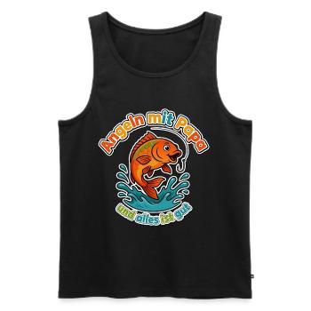 Angeln mit Papa - Männer Premium Bio Tank Top - Schwarz - Vorne - Michal (187cm)