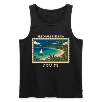 Madagaskar Nosy Be Vintage Reisemarke - Männer Premium Bio Tank Top - Schwarz - Vorne - Michal (187cm)