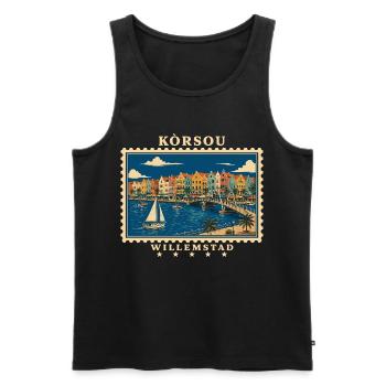 Curaçao Willemstad Vintage Reisemarke - Männer Premium Bio Tank Top - Schwarz - Vorne - Michal (187cm)