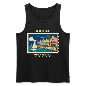 Aruba Oranjestad Vintage Reisemarke - Männer Premium Bio Tank Top - Schwarz - Vorne - Michal (187cm)